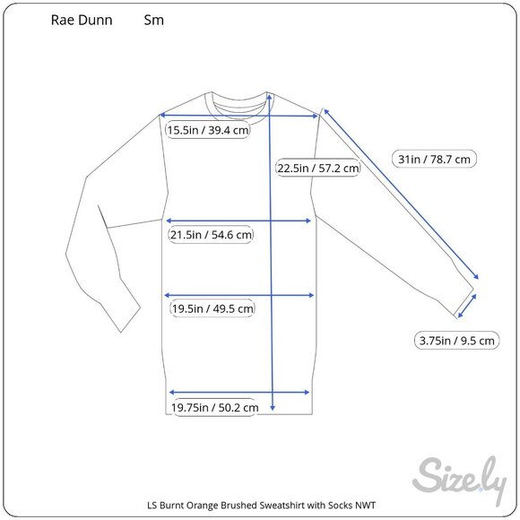 Rae Dunn Long Sleeve Burnt Orange Brushed Sweatshirt Embroidered Socks Sm NWT - Picture 8 of 8